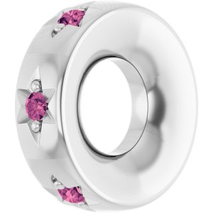14K White Gold Natural Pink Tourmaline Stackable Family Space Charm/Pendant – image 2