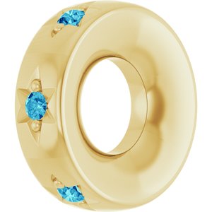 10K Yellow Gold Natural Blue Zircon Stackable Family Space Charm/Pendant – image 2