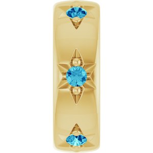 14K Yellow Gold Natural Blue Zircon Stackable Family Space Charm/Pendant