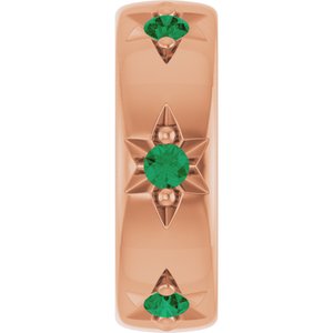 14K Rose Gold Lab-Grown Emerald Stackable Family Space Charm/Pendant