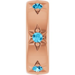 14K Rose Gold Natural Aquamarine Stackable Family Charm/Pendant