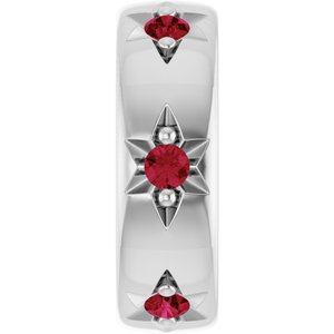 Sterling Silver Natural Ruby Stackable Family Space Charm/Pendant