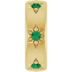14K Yellow Gold Lab-Grown Emerald Stackable Family Space Charm/Pendant