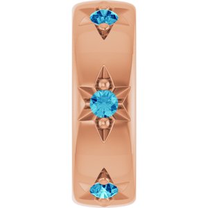 14K Rose Gold Natural Blue Zircon Stackable Family Space Charm/Pendant