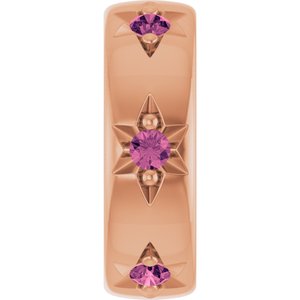 14K Rose Gold Natural Pink Tourmaline Stackable Family Space Charm/Pendant
