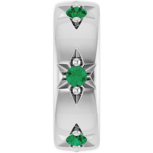 Platinum Natural Emerald Stackable Family Space Charm/Pendant