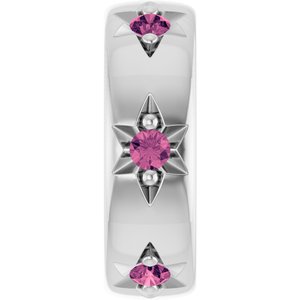 14K White Gold Natural Pink Tourmaline Stackable Family Space Charm/Pendant