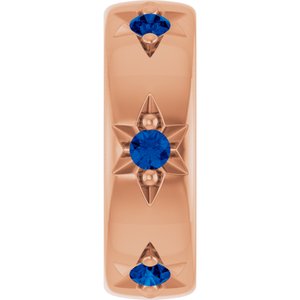 14K Rose Gold Lab-Grown Blue Sapphire Stackable Family Space Charm/Pendant
