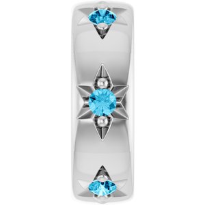 14K White Gold Natural Aquamarine Stackable Family Charm/Pendant