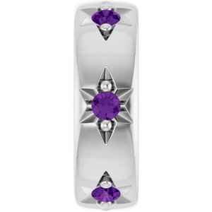 10K White Gold Natural Amethyst Stackable Family Space Charm/Pendant