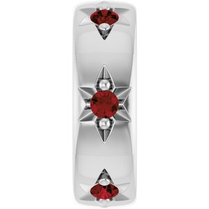 14K White Gold Natural Mozambique Garnet Stackable Family Space Charm/Pendant