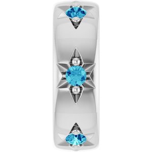 14K White Gold Natural Blue Zircon Stackable Family Space Charm/Pendant