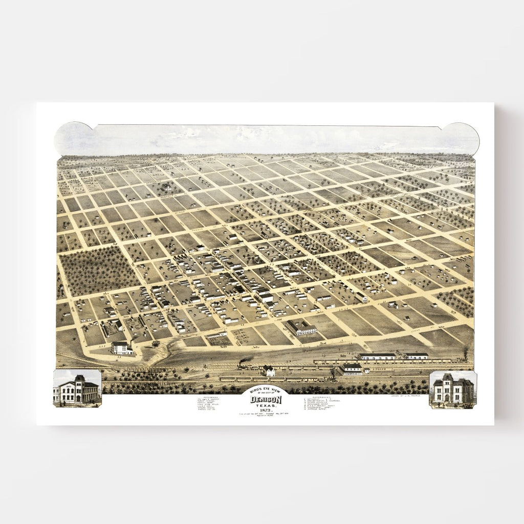 Vintage Map of Denison, Texas 1873