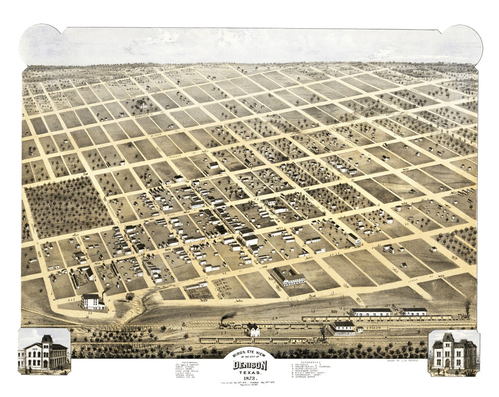 Vintage Map of Denison, Texas 1873