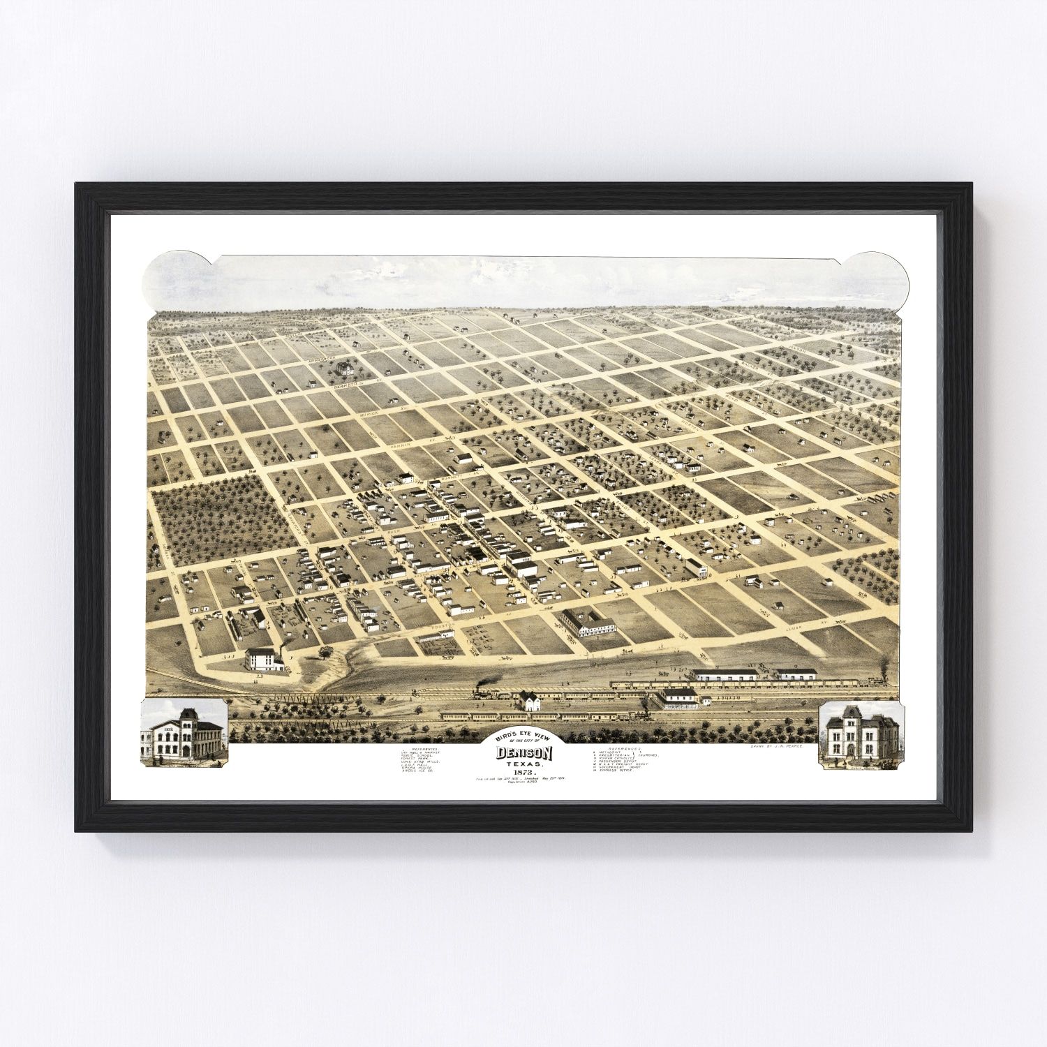 Vintage Map of Denison, Texas 1873