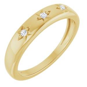 10K Yellow Gold Family Celestial Stackable Three-Stone Ring Mounting