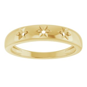 10K Yellow Gold Family Celestial Stackable Three-Stone Ring Mounting – image 6