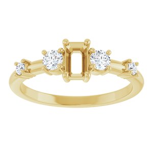 10K Yellow Gold 5x3 mm Emerald 1/4 CTW Natural Diamond Semi-Set Ring – image 6