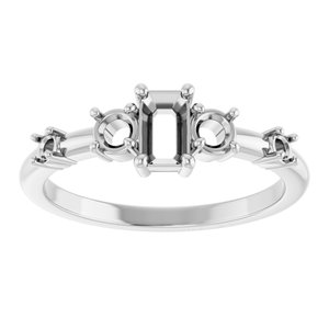 14K White Gold 5x3 mm Emerald Accented Ring Mounting – image 6