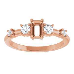 14K Rose Gold 5x3 mm Emerald 1/4 CTW Natural Diamond Semi-Set Ring – image 6