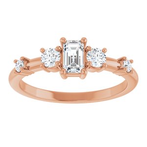 14K Rose Gold 5x3 mm Emerald Accented Ring Mounting – image 5