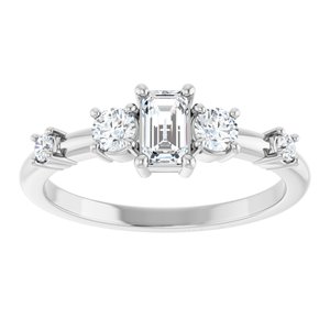 10K White Gold 5x3 mm Emerald 1/4 CTW Lab-Grown Diamond Semi-Set Ring – image 5