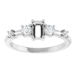 14K White Gold 5x3 mm Emerald 1/4 CTW Lab-Grown Diamond Semi-Set Ring – image 6