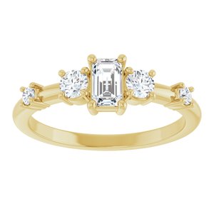 10K Yellow Gold 5x3 mm Emerald 1/4 CTW Natural Diamond Semi-Set Ring – image 5