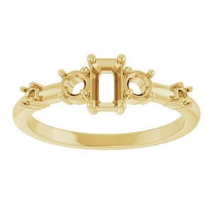 10K Yellow Gold 5x3 mm Emerald Accented Ring Mounting – image 6