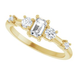 10K Yellow Gold 5x3 mm Emerald 1/4 CTW Natural Diamond Semi-Set Ring – image 8