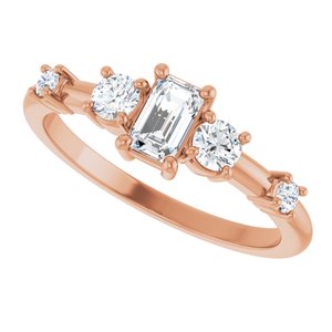 14K Rose Gold 5x3 mm Emerald 1/4 CTW Natural Diamond Semi-Set Ring – image 8