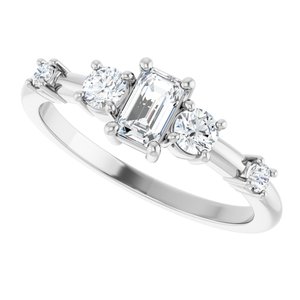 10K White Gold 5x3 mm Emerald 1/4 CTW Natural Diamond Semi-Set Ring – image 8
