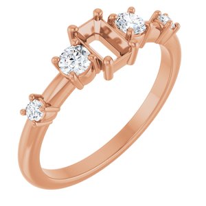 14K Rose Gold 5x3 mm Emerald 1/4 CTW Lab-Grown Diamond Semi-Set Ring – image 2