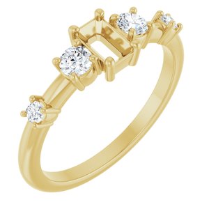 14K Yellow Gold 5x3 mm Emerald 1/4 CTW Lab-Grown Diamond Semi-Set Ring – image 2