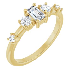 10K Yellow Gold 5x3 mm Emerald 1/4 CTW Natural Diamond Semi-Set Ring