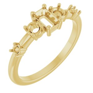 14K Yellow Gold 5x3 mm Emerald Accented Ring Mounting – image 2