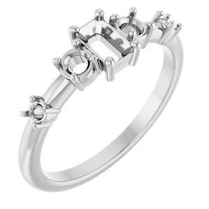 10K White Gold 5x3 mm Emerald Accented Ring Mounting – image 2