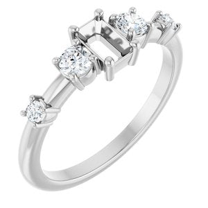 Sterling Silver 5x3 mm Emerald 1/4 CTW Lab-Grown Diamond Semi-Set Ring – image 2