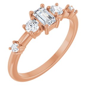 14K Rose Gold 5x3 mm Emerald Accented Ring Mounting