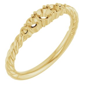 10K Yellow Gold  3 mm Round Accented Stackable Rope Family Ring Mounting – image 2