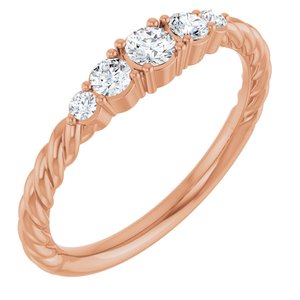 14K Rose Gold  Lab-Grown Diamond & 1/6 CTW Lab-Grown Diamond Stackable Family Ring