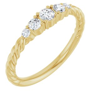 14K Yellow Gold  3 mm Round Accented Stackable Rope Family Ring Mounting