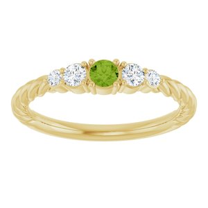 14K Yellow Gold  Natural Peridot & 1/6 CTW Natural Diamond Stackable Family Ring – image 3