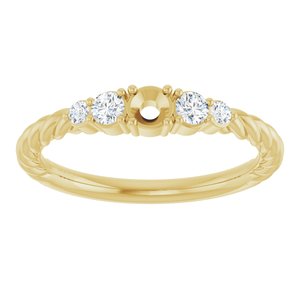 14K Yellow Gold 3 mm Round 1/6 CTW Natural Diamond Semi-Set Rope Stackable Family Ring – image 6