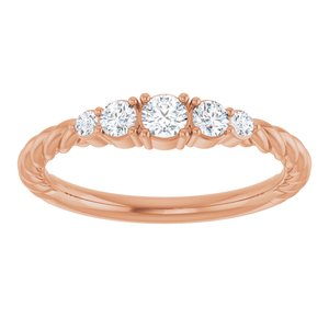 14K Rose Gold  3 mm Round Accented Stackable Rope Family Ring Mounting – image 5