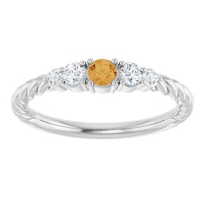 14K White Gold  Natural Citrine & 1/6 CTW Natural Diamond Stackable Family Ring – image 3