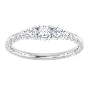 Sterling Silver 3 mm Round 1/6 CTW Lab-Grown Diamond Semi-Set Rope Stackable Family Ring – image 5