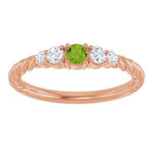14K Rose Gold  Natural Peridot & 1/6 CTW Lab-Grown Diamond Stackable Family Ring – image 3