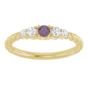 14K Yellow Gold  Lab-Grown Alexandrite & 1/6 CTW Natural Diamond Stackable Family Ring – image 3