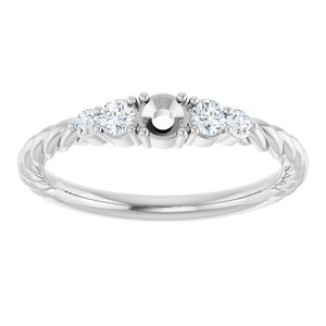 Sterling Silver 3 mm Round 1/6 CTW Natural Diamond Semi-Set Rope Stackable Family Ring – image 6